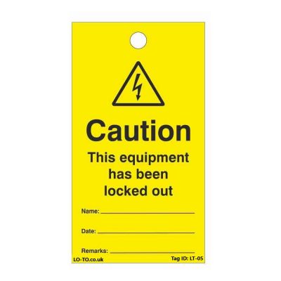 Caution This Equipment has.. Lockout Tagout Tags